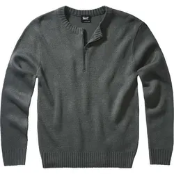 Brandit Armee Pullover, schwarz-grau, Größe 2XL für Männer - Herren-Pullover im zeitlosen Armee-Design mit Reißverschluss, bietet ein weiches Tragegefühl ohne Kratzen – ideal für lässige Looks und Komfort.
