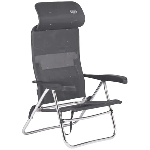 Crespo Strandstuhl AL 205 Compact Camping Garten Liege Stuhl Klappstuhl Klappbar Dunkelgrau