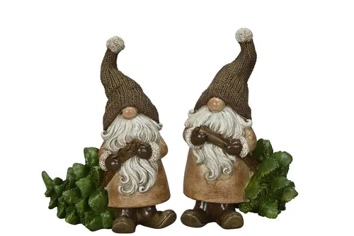 finehomegarden Dekofigur Wichtel mit Baum - 2er Set Weihnachtswichtel - Attraktive Deko für die Weihnachtszeit! Dieses 2-teilige Set aus Polyresin bringt festlichen Charme in Ihr Zuhause. Jeder Wichtel hat eine Höhe von 19 cm und eignet sich ideal zur Dekoration im Innenbereich.