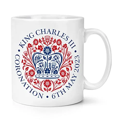 Krönungs-Emblem König Charles III 295 ml Tasse König Krönung Gedenkgeschenk Seine Majestät 6. Mai 2023