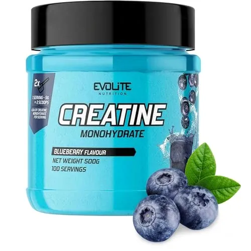 Creatin Monohydrat 500g - Kreatin mit Geschmack - Taurin Kreatin Pulver. 100 Portionen - Perfekt Löslich, Vegan & Mikronisiert, 3 Monate Vorrat - Evolite Nutrition