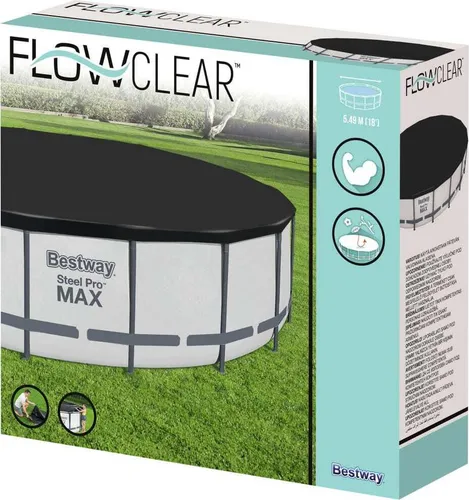 Bestway Poolabdeckung Flowclear 549 cm rund | schwarz in schwarz von Bestway
