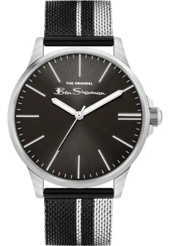 Ben Sherman BS032SM The Original Herren 41mm Armbanduhr - Klassische Armbanduhr für Herren mit 3 ATM Wasserdichtigkeit und elegantem Edelstahlarmband, perfekt für jeden Anlass.