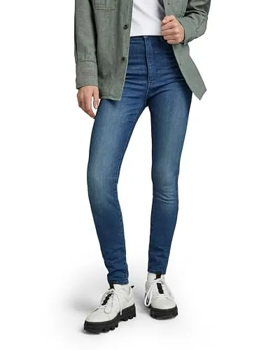 G-STAR Kafey Ultra High Skinny Jeans Damen, Gr. 27, faded neptune blau - Moderne 5-Pocket-Jeans mit hohem Bund und eng anliegenden Beinen, inspiriert von klassischen Western- und Biker-Styles. Ideal für einen stylishen Look und optimalen Tragekomfort.