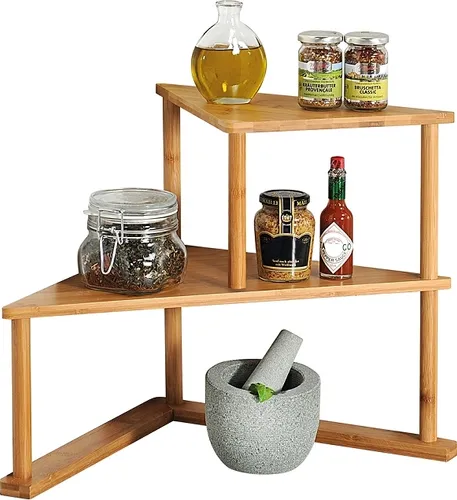 KESPER Küchenregal Küchen-Eckregal aus -Bambus – 2-stöckig – 52x29,5x39cm – platzsparendes Regal für Küche & Vorrat – natürlich & dekorativ –58802
