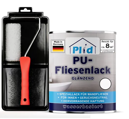 Fliesenlack Set 0,75l Weiß glänzend - Lacke für Wandfliesen, schnelltrocknend und schimmelbeständig, ideal für eine schnelle und langlebige Renovierung im Bad.