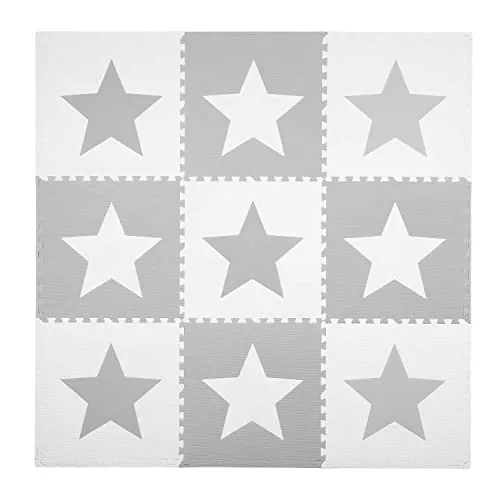 RICOKIDS Kinderspielteppich Puzzlematte Spielzeug Kälteschutz Abwaschbar Spielmatte Spielteppich Matte Schaumstoffmatte Kinderteppich Krabbelmatte Sterne 60x60cm 9 Stück