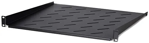 DSIT 19 Zoll 1HE Fachboden - Schwarz, 450mm tief - Robuster 19“ Fachboden für Netzwerkschränke, Traglast 6 kg, ideal zur optimalen Organisation von Geräten und Zubehör.