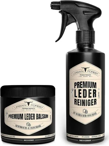 URBAN FOREST Lederreiniger + Lederbalsam Sparset - Autopflege für Glattleder: Reinigt und pflegt effektiv, ideal für Möbel, Jacken und Autositze. Schützt und verlängert die Lebensdauer Ihrer Lederprodukte.