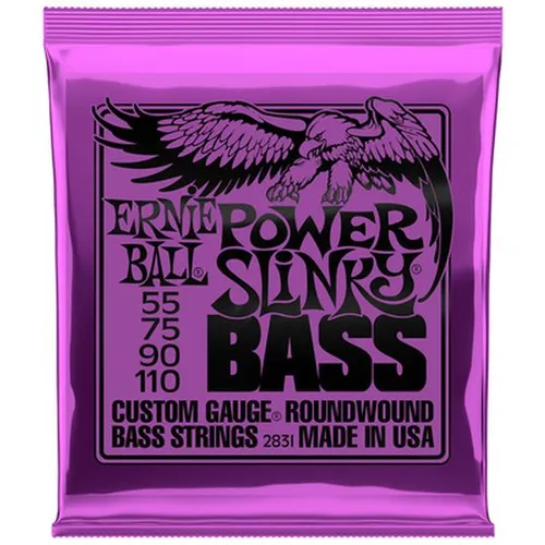Ernie Ball 2831 Power Slinky E-Bass Saiten - Gitarren- & Bass-Zubehör, 4-saitiger Saiten Satz mit Nickel-Beschichtung für kraftvollen Sound und lange Haltbarkeit.