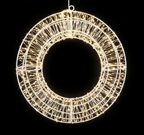 Lunartec Fensterbeleuchtung: 3D-LED-Lichterkranz, Firework-Effekt, 960 LEDs, warmweiß, IP44, 38 cm (Dekokränze, Dekos Wohnzimmer)
