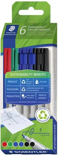 Staedtler Folienstift Lumocolor non-permanent pen 316 316 C6-1 Rot, Blau, Grün, Schwarz
