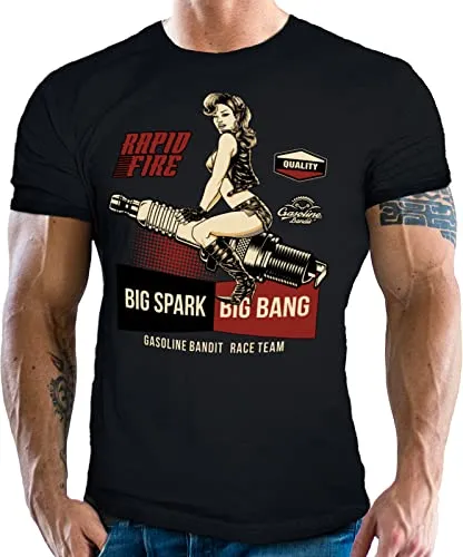 Produktbild Classic Biker Racing Motorrad T-Shirt: Big Spark