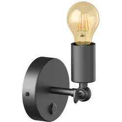 ledscom.de Vintage E27 Wand-Leuchte FETRO mit Schalter, schwarz, schwenkbar, inkl. E27 Lampe Vintage gold (extra-warmweiß, 471lm)