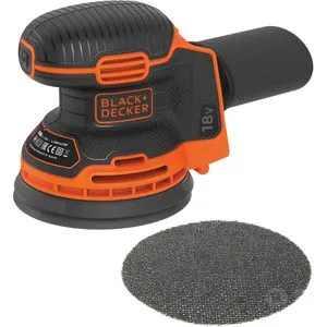 Black+Decker Exzenterschleifer BDCROS18N-XJ, Akku, 125mm Ø, 18V - Schleifmaschine für vielseitige Anwendungen, akkubetrieben für kabelloses Arbeiten. Kompakte Bauweise mit Staubabsaugung und komfortablen Multi-Positionsgriffen.