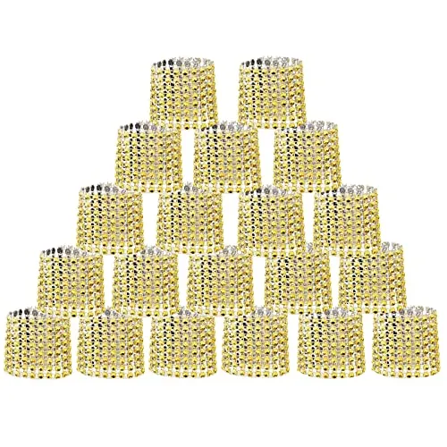SwirlColor Serviettenringe Weihnachten, 20 Stücke Strass Serviettenhalter Serviettenringe Gold zum Essen Hochzeit Geburtstag Tischdekoration