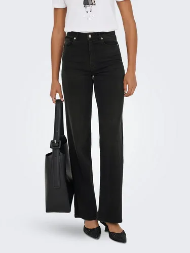 ONLY Female Jeans ONLJUICY-WAUW mit weitem Bein und hoher Taille - Stylische Jeans mit weitem Beinschnitt für einen modernen Look. Material: 64% Baumwolle, 31% Polyester, 3% Viskose, 2% Elasthan – bequem und perfekt für jeden Anlass.