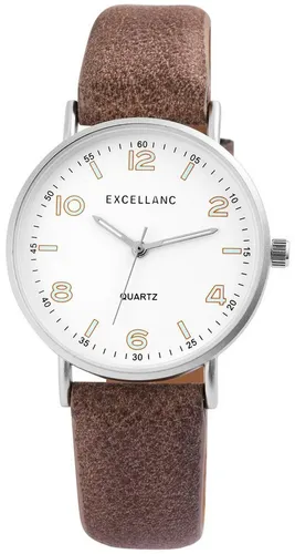 Excellanc Quarzuhr EX0354 - Unisex Armbanduhr mit hochwertigem Lederimitatband, ideal für stilbewusste Träger und vielseitig kombinierbar.