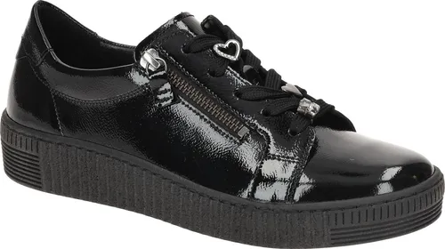 Plateausneaker GABOR Damen Gr. 38, schwarz, glänzendes Lackleder - Elegante Plateausneaker von GABOR mit edlen Schmuck-Motiven, ideal für lässige Freizeitlooks. Komfortable gepolsterte Innensohle für ein angenehmes Tragegefühl.