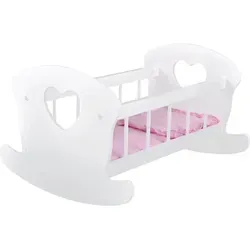 Bandits & Angels Puppenbett aus Holz, „Süße Träume“, weiß mit Herz – Puppenbett aus Holz – Geeignet für Puppen bis 46 cm – Inklusive...