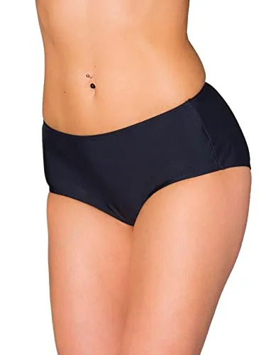 Aquarti Bikinihose Damen mit Mittelhohem Bund – Klassische Bikinihosen für Damen in Unifarben, Farbe: Schwarz, Größe: 36