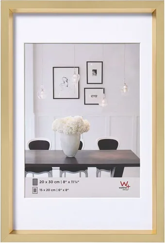 Walther Design Bilderrahmen Gold 40 x 60 cm mit Passepartout - Wand- & Tischbilderrahmen mit elegantem 15,2 mm Kunststoffprofil und hochwertigem Schrägschnittpassepartout – ideal für stilvolle Präsentation Ihrer Lieblingsbilder.
