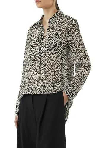 comma Longbluse aus Chiffon mit Leo-Print in Beige in beige von comma,