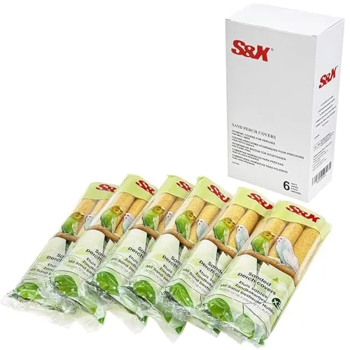 S&X Sand-Sitzstangen für Wellensittiche, Sittiche, Papageien, Finken, Kanarienvögel und andere kleine Vögel, große Sitzstangen für Vogelkäfige, Durchmesser 2 cm x 23 cm, 18 Stück