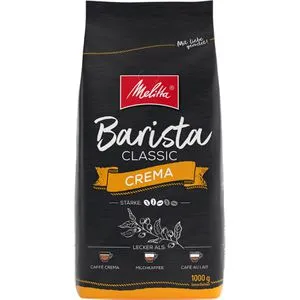 Melitta Kaffee Barista Crema, ganze Bohnen 1kg - Kaffeebohnen aus Arabica- und Robusta-Bohnen, mittlere Röstung mit harmonischem Aroma. Ideal für Liebhaber von cremigem Kaffee.