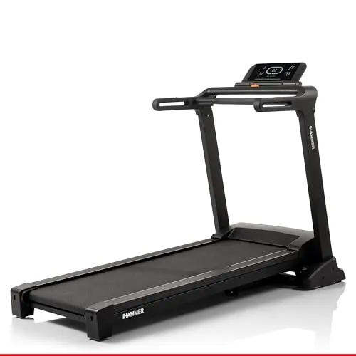 Hammer Laufband FlyRun 4.0 - 31 Programme, 5,5 PS, Zwift & Kinomap kompatibel - Laufband mit 31 Trainingsprogrammen und einer maximalen Geschwindigkeit von 24 km/h, ideal für effektives Home-Workout und Fitnessziele.
