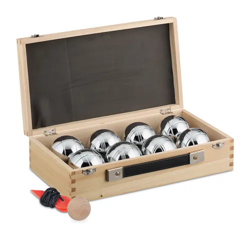 Boule Kugeln Petanque Boccia 8er Set - Outdoor Boule-Kugeln aus hochwertigem Holz, ideal für gesellige Spiele im Freien – Spaß für die ganze Familie!