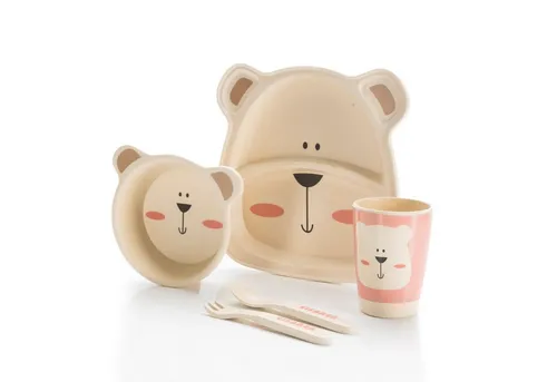all Kids United Kindergeschirr-Set ALL KIDS UNITED 5-tlg. Kindergeschirr-Set mit Tier-Motiv (5-tlg), Teller, Schüssel, Besteck, Becher