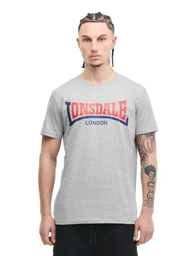 Lonsdale Herren T-Shirt Normale Passform Two Tone 4XL, Marl Grey/Navy/Red