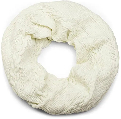 styleBREAKER Feinstrick Loop Schal mit Zopfmuster, Winter Schlauchschal, Loopschal, Strickschal, Unisex 01018151, Farbe:Creme-Beige
