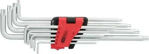 KS Tools Torx-Winkelstiftschlüssel-Satz 151.4550 - 9-teilig, extra lange Schlüssel für optimale Hebelwirkung und Zugang zu schwer erreichbaren Schrauben.