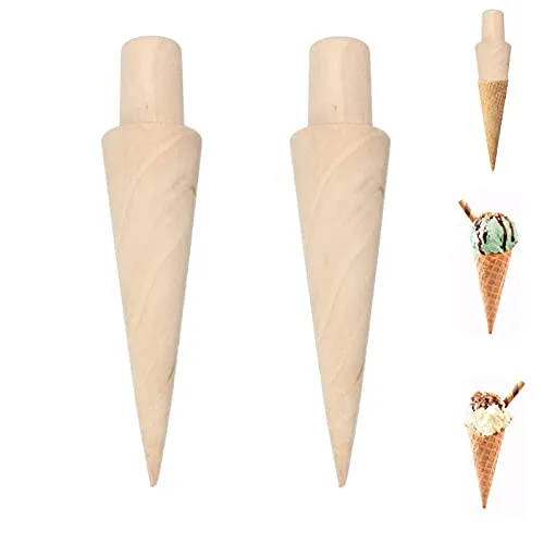 Waffelkegelroller Waffelhorn Holz Hörnchenformer Eishörnchen Hörnchen Waffeltüten Eiswaffelformer Form Hörnchen Former Kegel Formen Eishörnchen Holz für Waffelhorn 2pcs