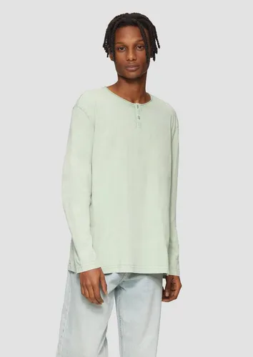 QS Langarmshirt T-Shirt Gewaschenes Longsleeve mit Rollkante in Salbeigrün (Größe S) - Stylisches Longsleeve aus 100% Baumwolle, ideal für entspannte Looks. Das gewaschene Material sorgt für einen soften Tragekomfort und die Rollkante verleiht einen modernen Akzent.