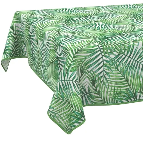 Stoff Tischdecke Tischwäsche Textil Tischtuch Baumwolle Polyester Gewebe abwaschbar pflegeleicht, in rund oval eckig Tropik 90x130cm mit Saum (Eingefasst)