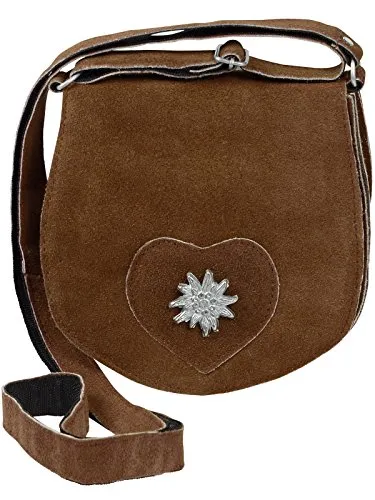 HC Damen kleine Trachtentasche mit Edelweiß, Farben:Cognac