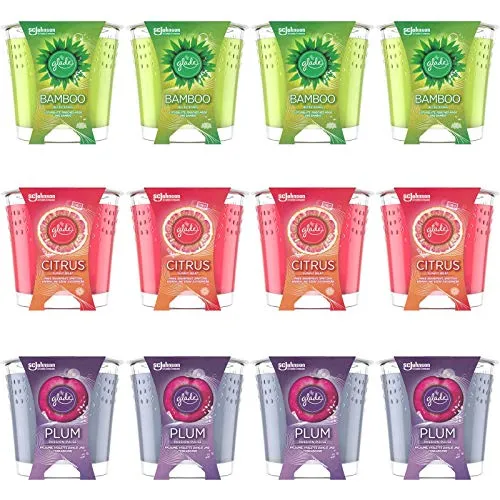 HAC24 12er Set Duftkerze Im Glas Duft Kerze Bambus Citrus Pflaume Raumduft Glaskerze