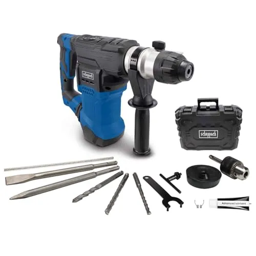 Scheppach Bohrhammer DH1500 Plus 4in1 SDS-Plus - Bohrmaschinen mit 1500W Leistung, 7 Joule Schlagkraft und Anti-Vibrationsgriff für komfortables Arbeiten. Ideal für Bohren, Hammerbohren und Meißeln. Inklusive Zubehör und Koffer.
