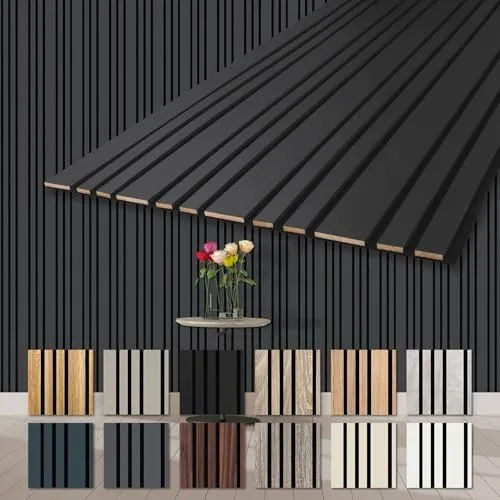 HEXIM Akustikpaneele 2 Stück 278x60cm Holz Mila in schwarz von HEXIM