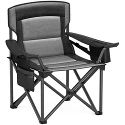 SONGMICS Campingstuhl mit Getränkehalter, klappbar, bis 205 kg - Schwarz - Erleben Sie höchsten Komfort mit dem SONGMICS Campingstuhl! Ideal für Outdoor-Aktivitäten, bietet er eine breite Sitzfläche, eine hohe Rückenlehne und ist leicht tragbar. Genießen Sie kühle Getränke dank integriertem Halter und Kühlfach!