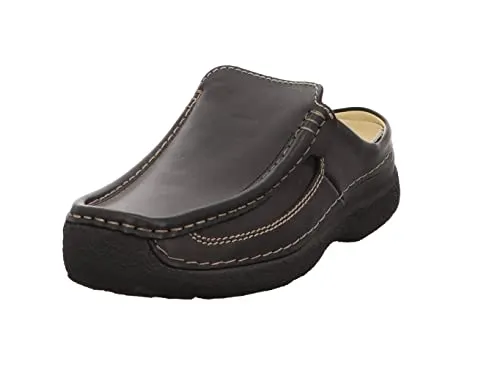 Wolky Comfort Komfortschuhe Roll Slide Men - 50000 Leder schwarz - 42 - Clogs & Pantoletten für Herren, ultraleichte PU-Abrollsohle und herausnehmbares, anatomisch geformtes Fußbett für optimalen Tragekomfort.