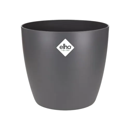 elho Brussels Rund 18 - Blumentopf für Innen - Ø 18.3 x H 16.8 cm - Schwarz/Anthrazit