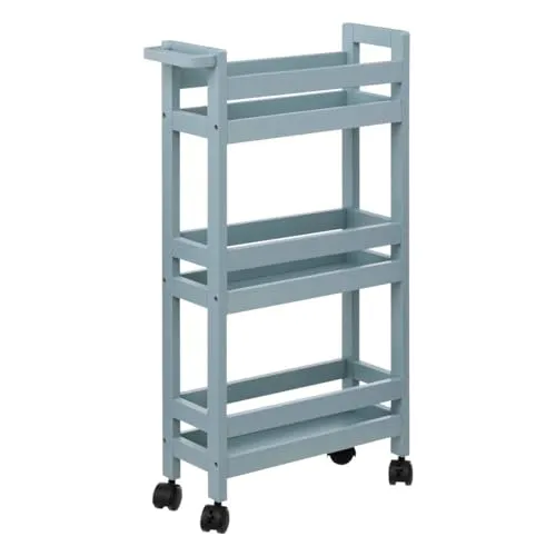 5five Servierwagen mit Rollen - 3 Ebenen Colorama Blau Arctic - Stylischer Servierwagen in Blau mit 3 Ebenen, ideal für Küche und Essbereich, mobilem Design für flexibles Servieren.