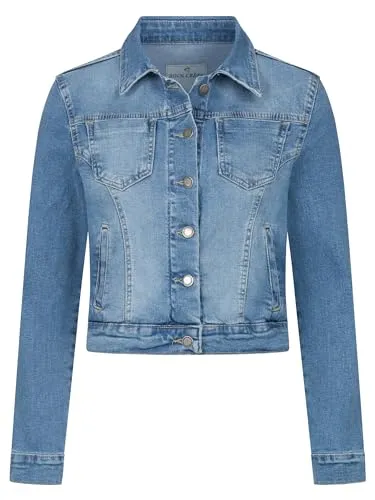 Rock Creek Damen Jeans Jacke - Übergangsjacke im Urban Stonewash Design - Funktionsjacken aus weichem Stretchmaterial für maximalen Komfort und Bewegungsfreiheit. Mit klassischen Details wie zwei Brusttaschen und spitzem Kragen, perfekt für lässige Freizeitlooks.