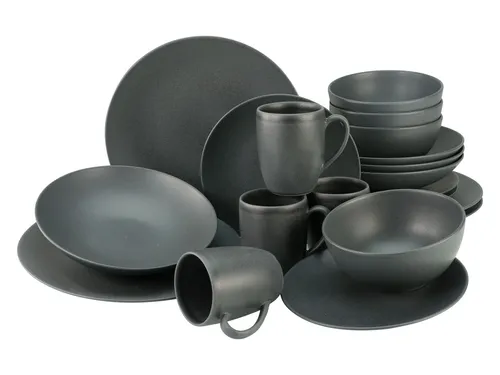 Creatable Kombiservice Soft Touch black, 20-teiliges Geschirrset - Elegantes 20-teiliges Kombiservice in Schwarz, ideal für 4 Personen. Robustes, pflegeleichtes Geschirr aus Keramik, spülmaschinenfest und mikrowellengeeignet.
