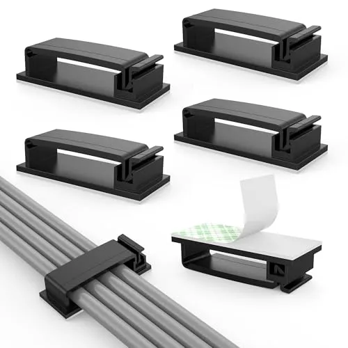 Stück Selbstklebende kabelmanagement, Kabelhalter selbstklebend, Kabelorganizer Kabelclips für TV, Computer, Laptop, Ethernetkabel, Schreibtisch, Heim, Büro (Schwarz) 50
