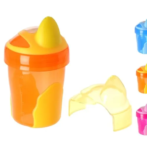 Vital Baby Babys erster Trinklernbecher/auslaufsicherer Becher mit weichem Trinkschnabel & rutschfestem Boden 120ml - Schnabeltasse für Babys und Kleinkinder- ab 4 Monate